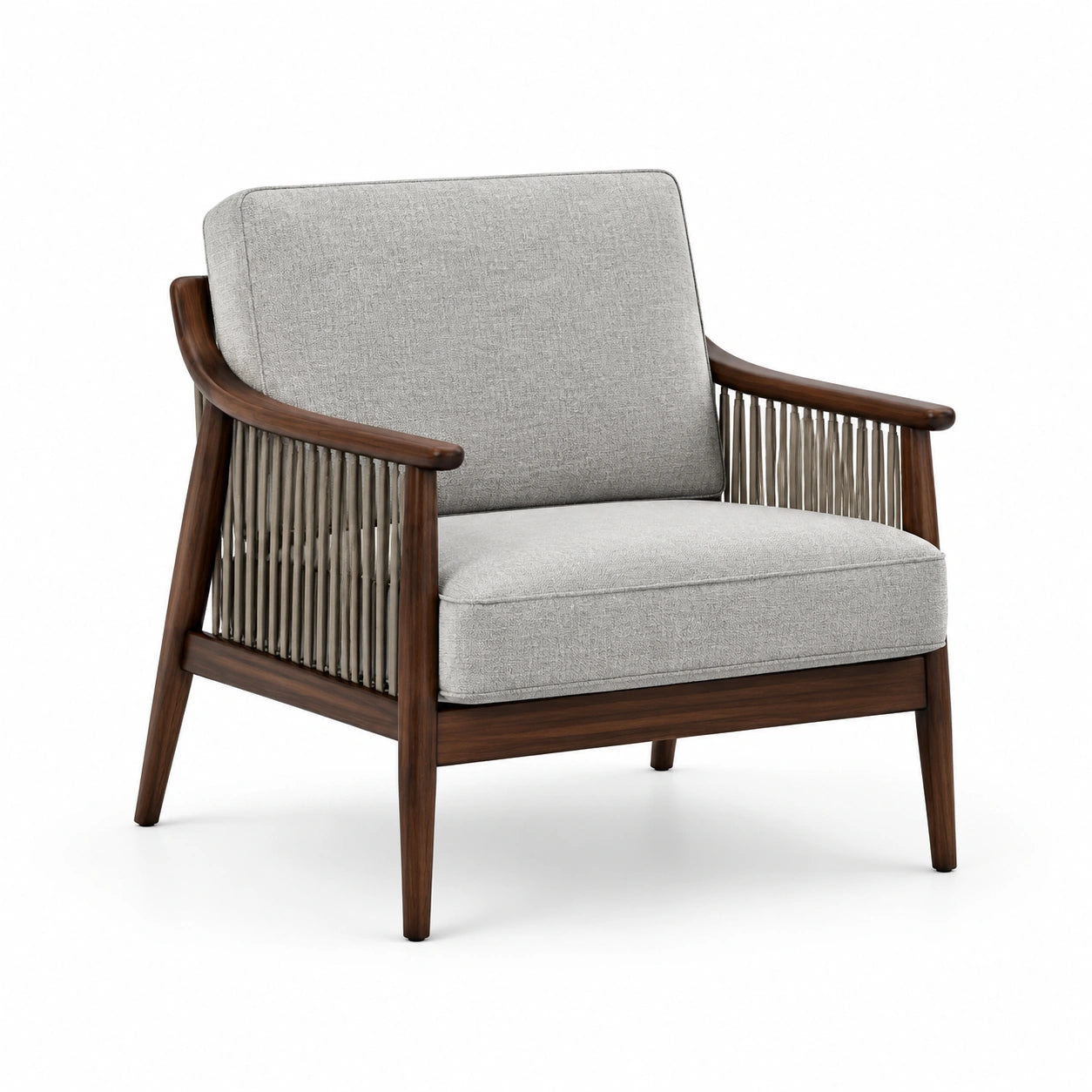 Sillón de Madera con Tapizado Gris