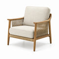 Sillón de Madera de Teca con Cojín de Lino Beige