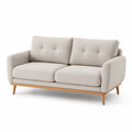 Sofá de dos plazas de poliéster beige con base de madera