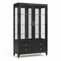 Vitrina de Madera Negra con Puertas de Vidrio Templado