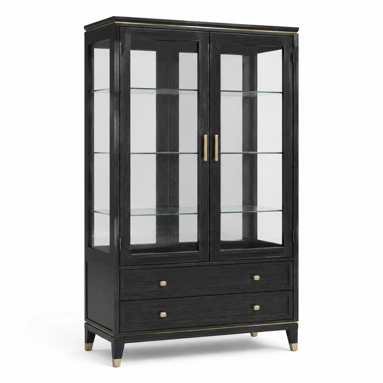 Vitrina de Madera Negra con Puertas de Vidrio Templado