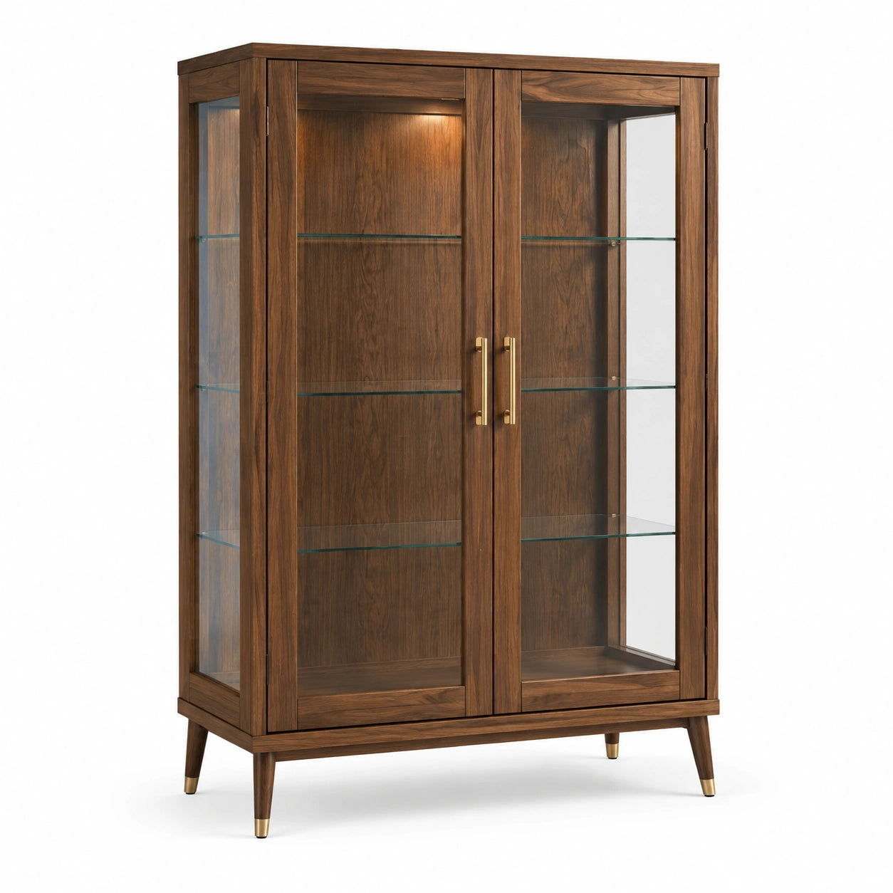 Vitrina de madera y cristal templado marrón 120x40x180 cm