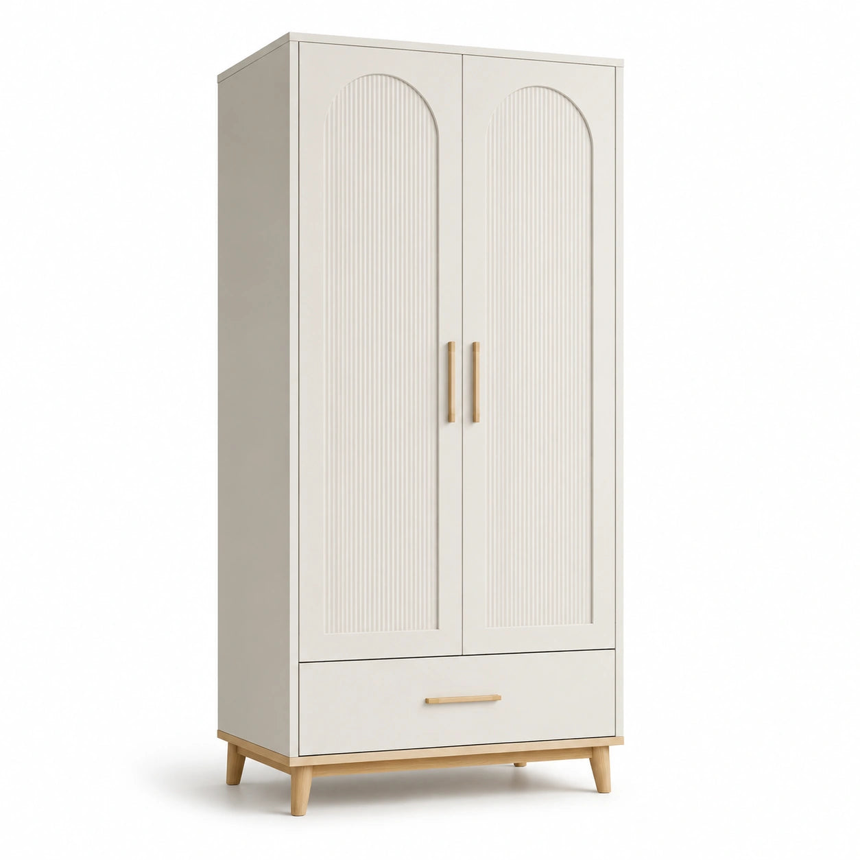 Armario de melamina blanco con puertas y cajón 180x80x50 cm