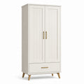 Armario de madera con 2 puertas y 1 cajón blanco con patas de madera