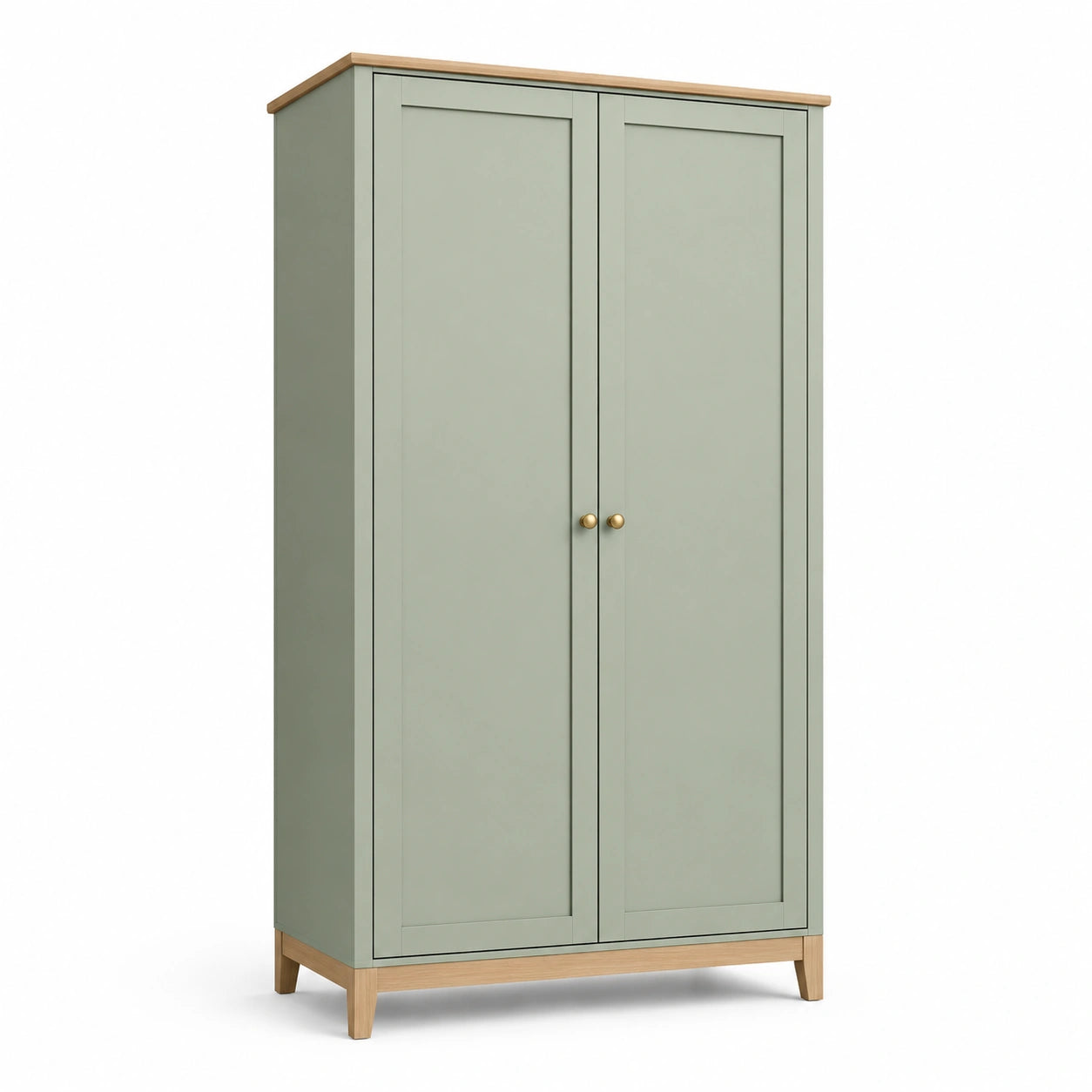 Armario de dos puertas de MDF verde y pino
