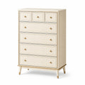 Cómoda de madera con 6 cajones crema 120x80x40cm