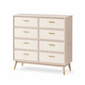 Cajonera de madera con 8 cajones beige y dorado 80x40x100 cm