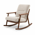 Sillón mecedora madera nogal y tejido beige