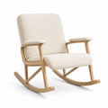 Silla mecedora de madera tapizada en beige
