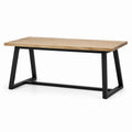 Mesa de comedor rectangular de roble y metal 180x90x75 cm