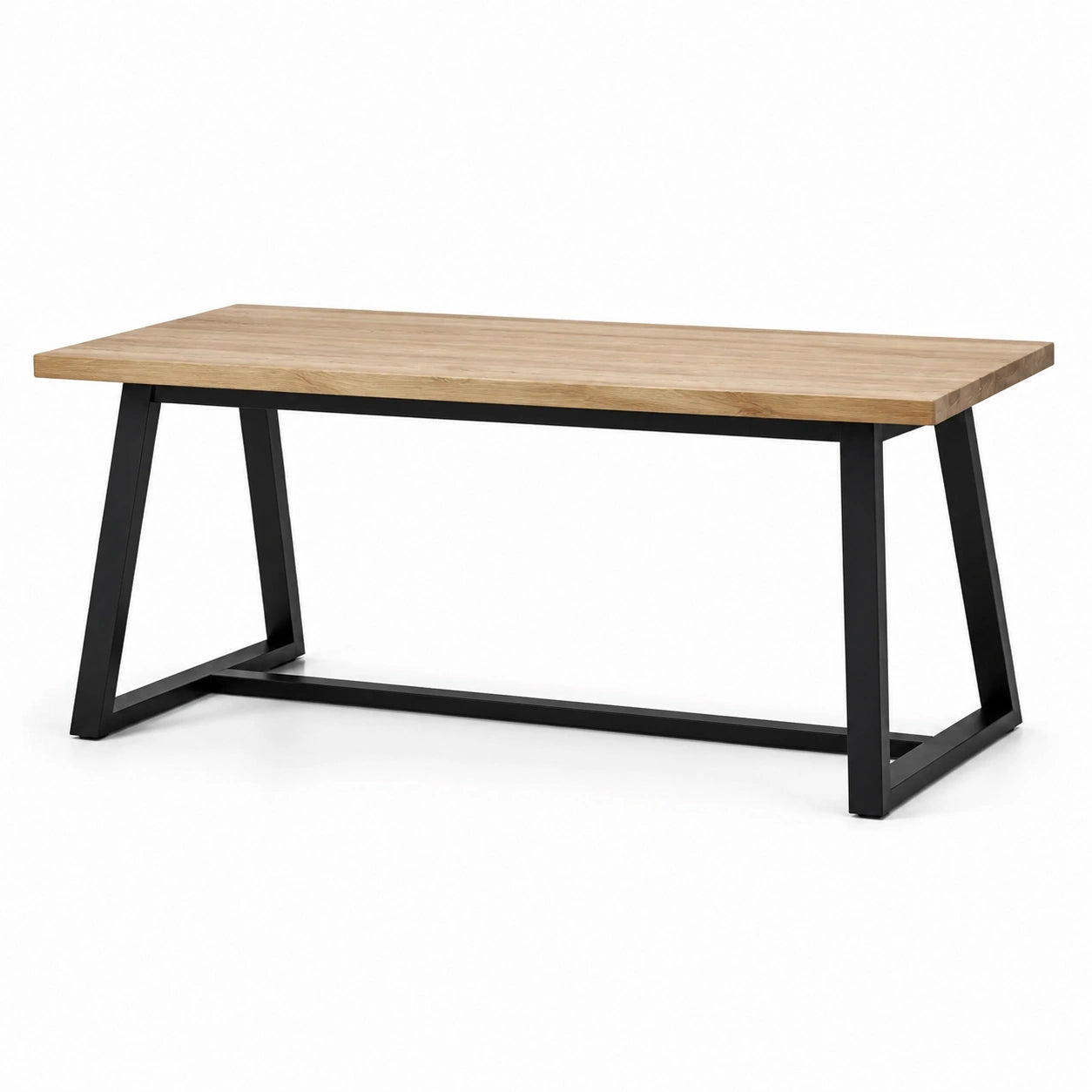 Mesa de comedor rectangular de roble y metal 180x90x75 cm