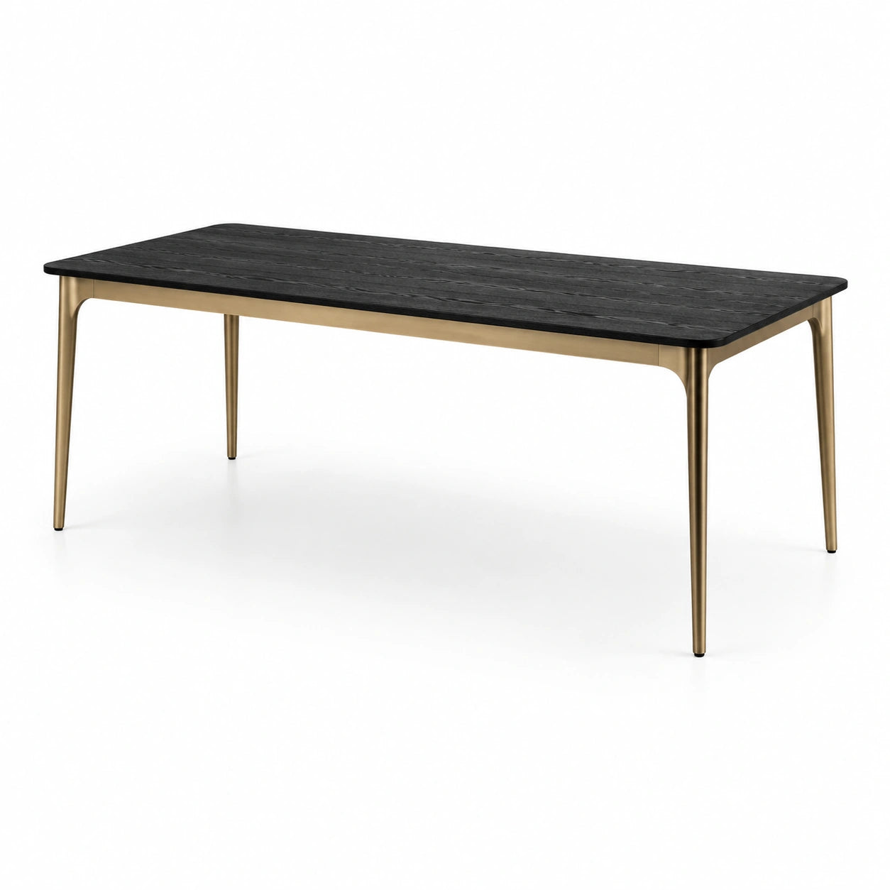 Mesa de comedor rectangular de madera y metal negro y dorado 200x90x75 cm