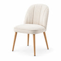 Silla de poliéster beige con patas de madera