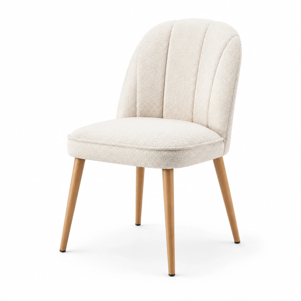 Silla de poliéster beige con patas de madera